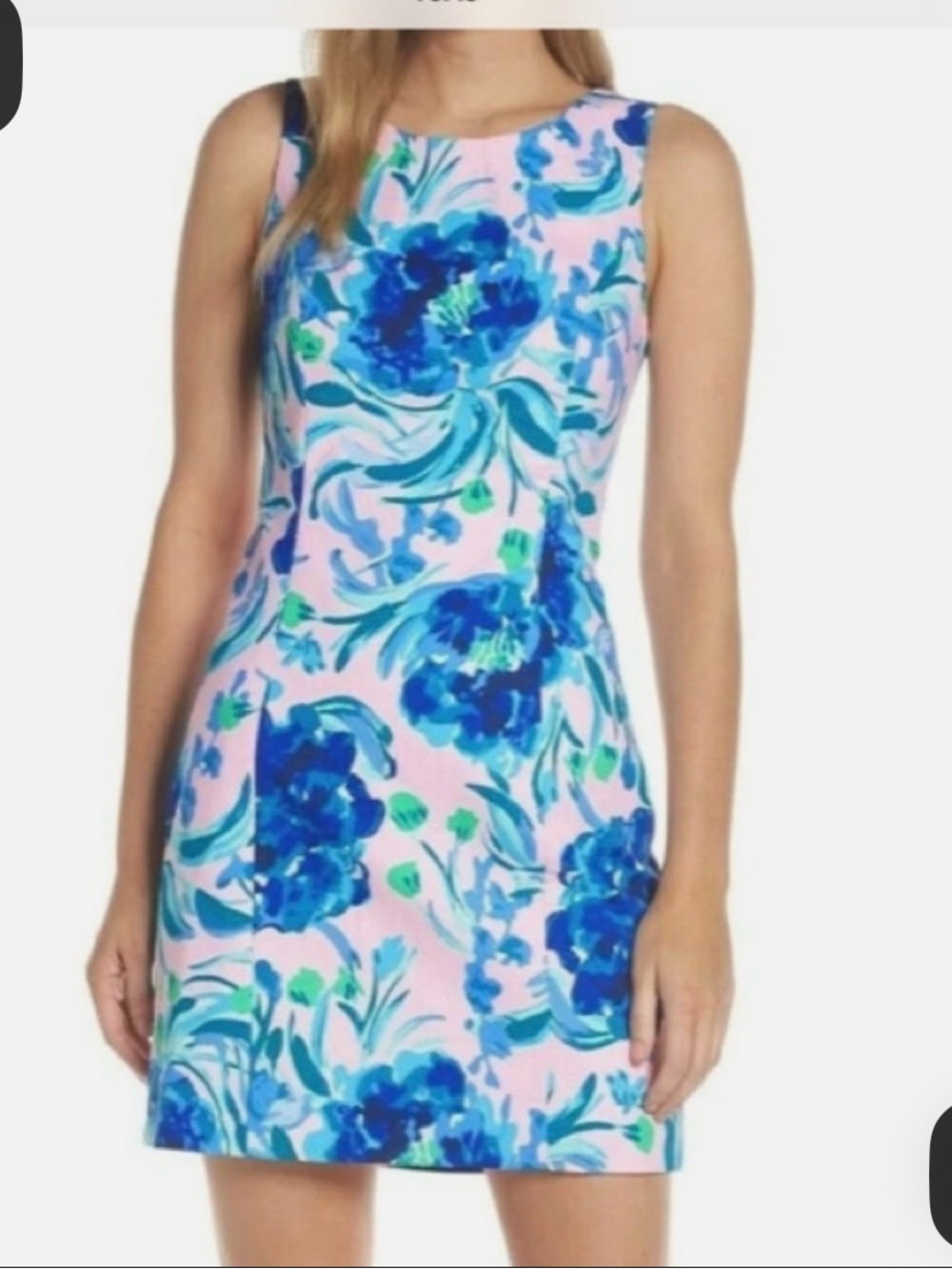NWT Lilly Pulitzer Pink Floral Shift Dress with Bow on Hem
